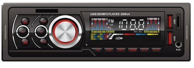 Fixed Panel Car Audio Player with Double USB