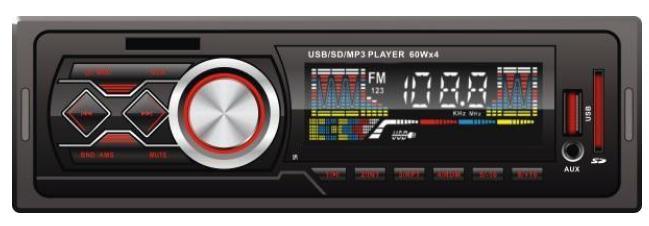Fixed Panel Car Radio Receiver with USB Input